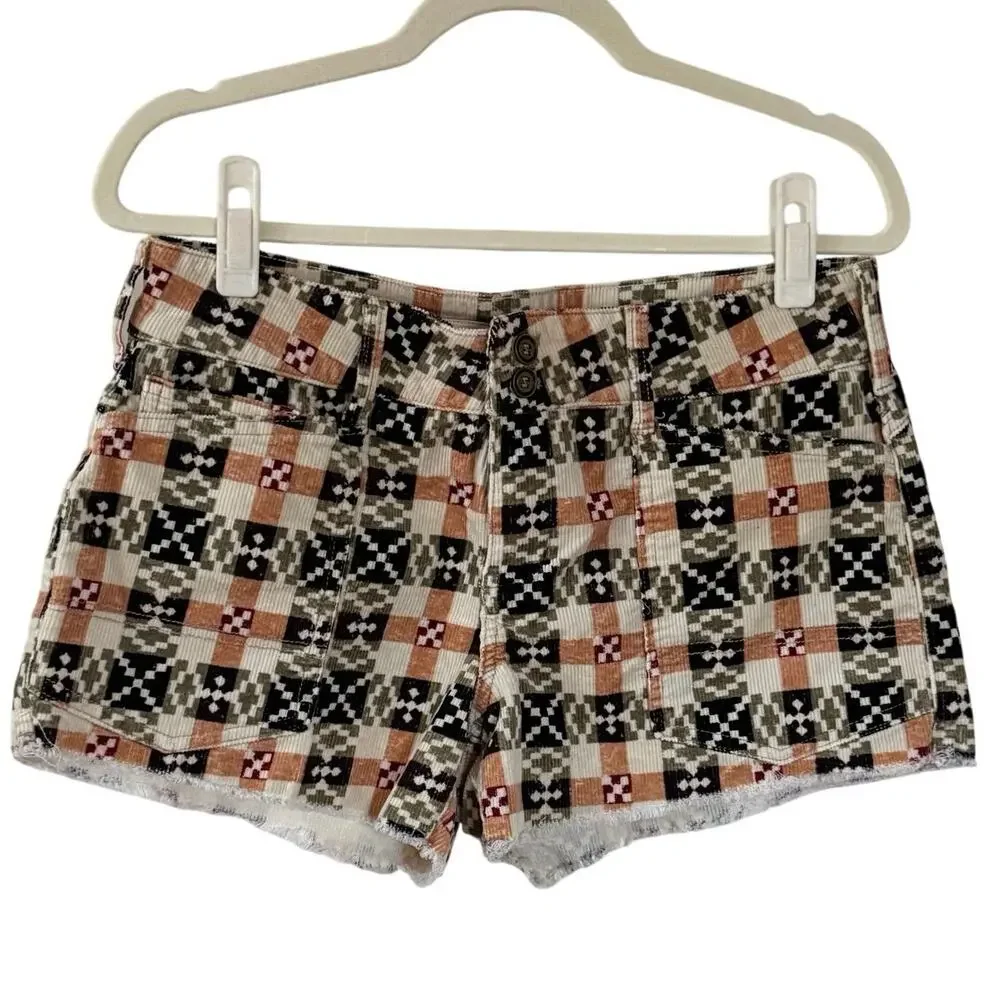 Pilcro Anthropologie The Wanderer Earthy Checkered Pattern Corduroy Shorts - 29 - Picture 4 of 8